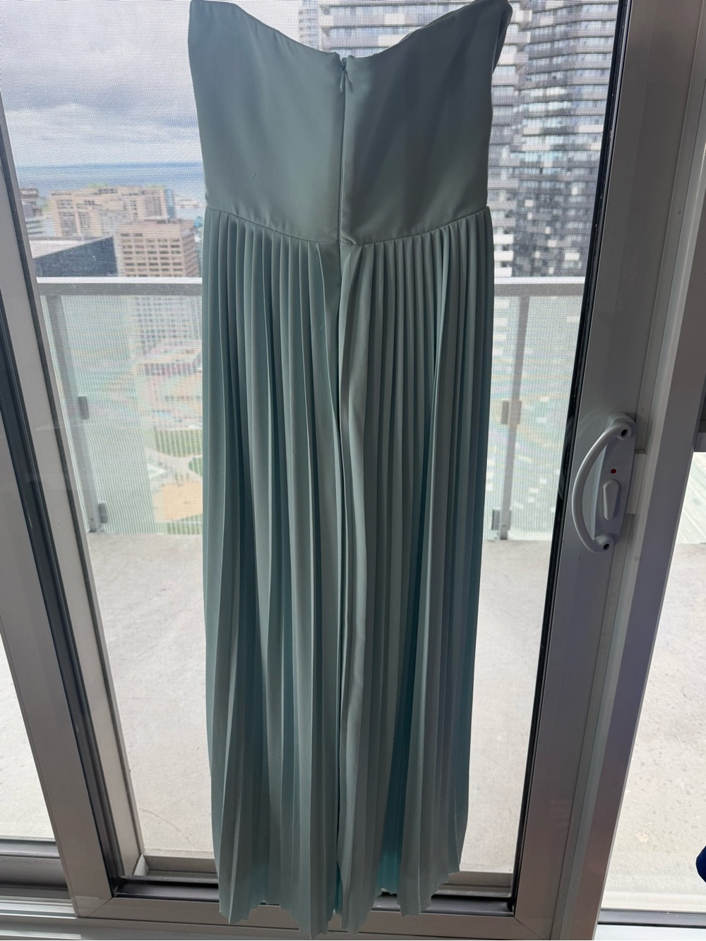 Strapless Light Blue Pleated Maxi Dress - Picture 5 of 8